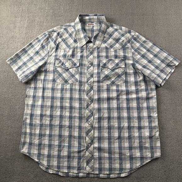 True Religion Shirt Adult Size 3XL XXXL Check Button Up Short Sleeve Pearl Snap - Picture 1 of 14